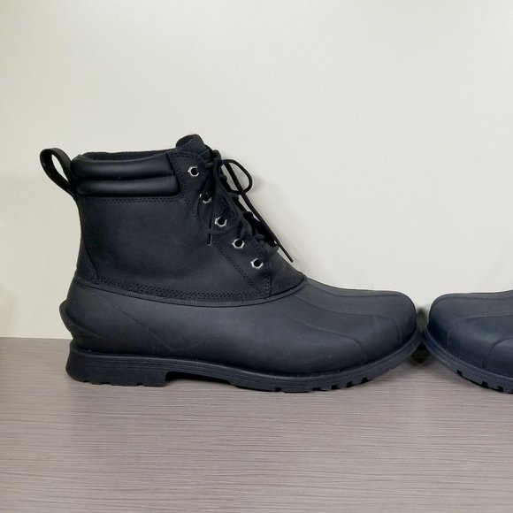 UGG Rain Ready Gatson Mid Boot, Black Waterproof Leather, Mens Size 10 / 43 - Picture 7 of 12